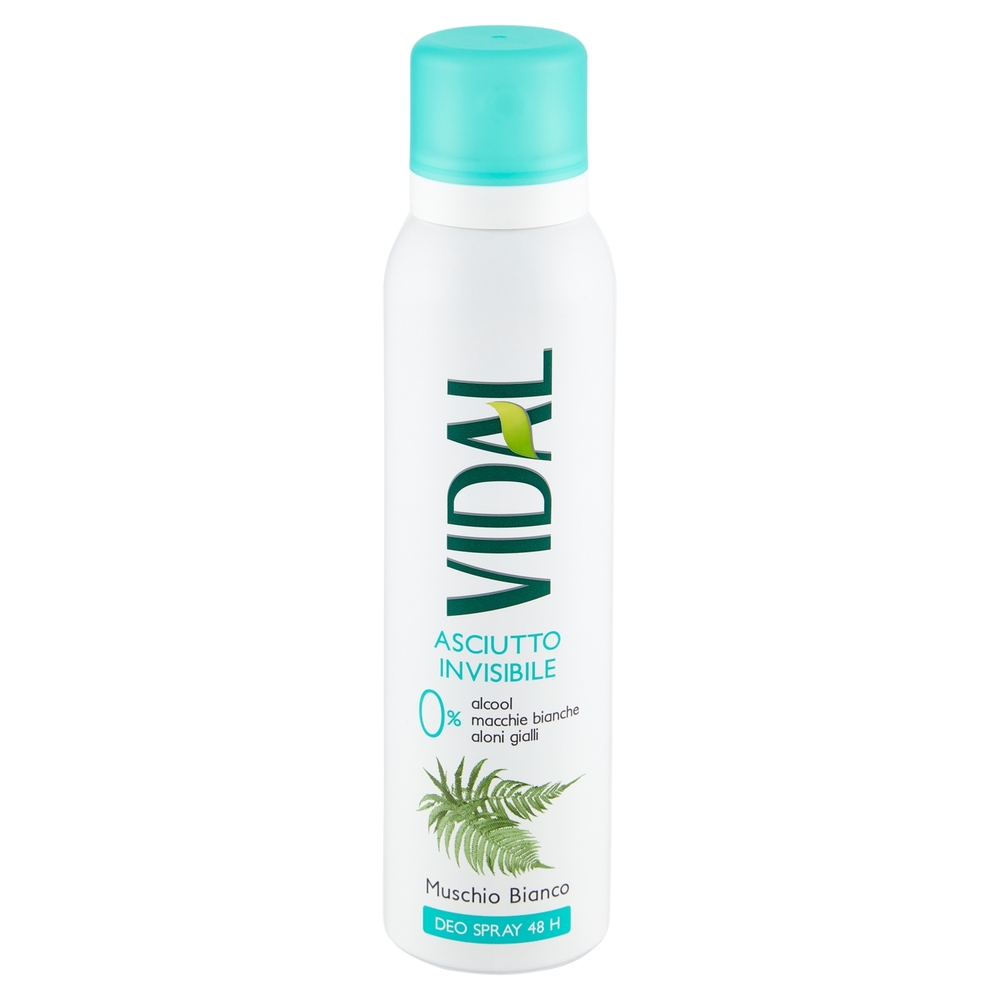 Vidal Asciutto Invisibile Muschio Bianco Deo Spray 48h 150 ml